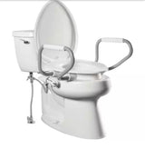 Assurance Raised 3" Elongated Never-Loosens Premium Plastic Toilet Seat in White with Support Arms and Bidet