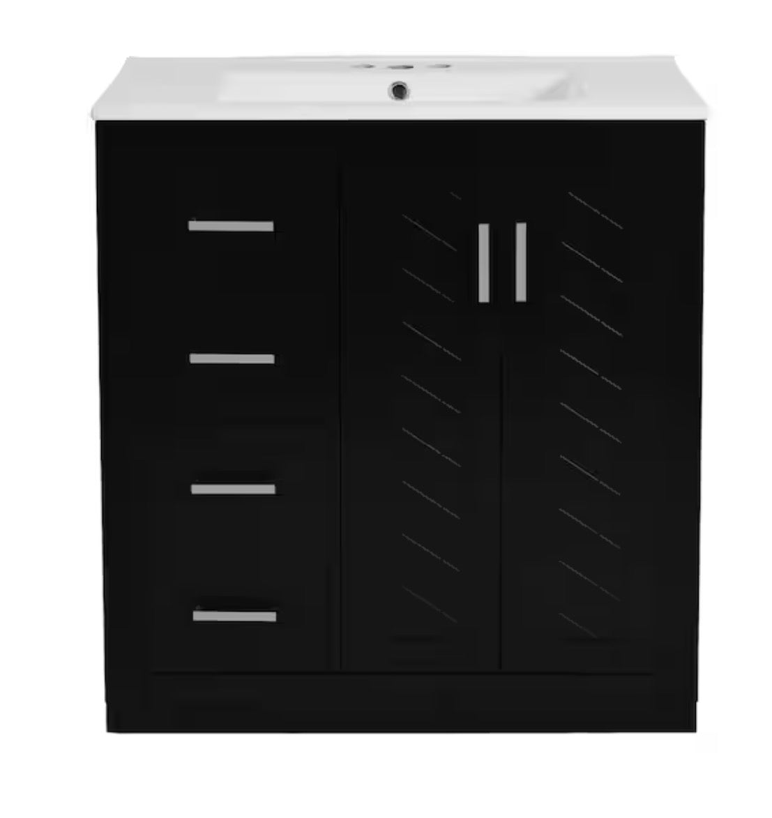 30 in. W x 18.3 in. D x 34 in. H Single Sink Freestanding Black Modern Beauty Bath Vanity with Ceramic Top
