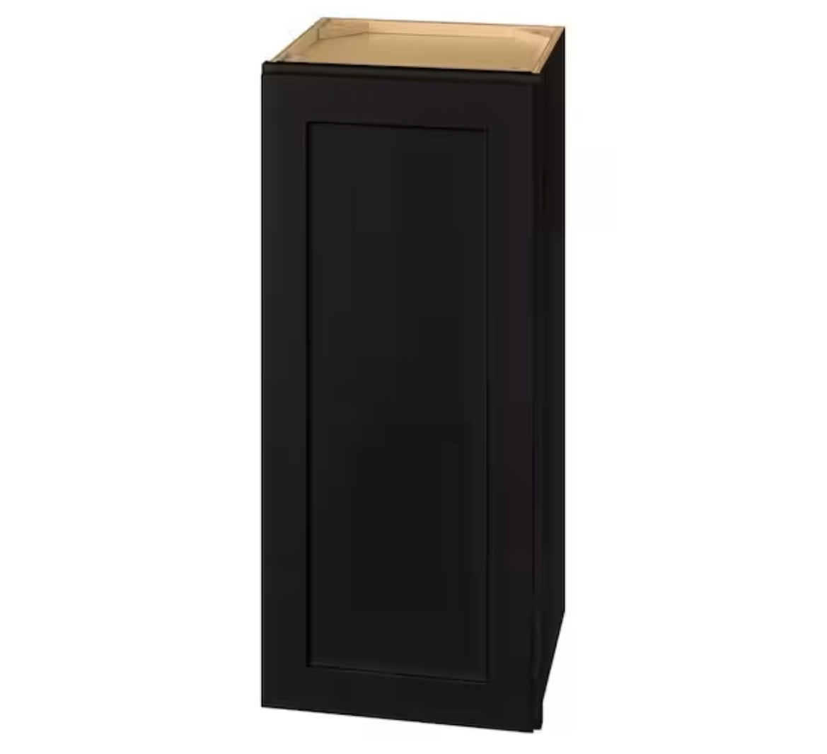 Avondale 15 in. W x 12 in. D x 36 in. H Ready to Assemble Plywood Shaker Wall Kitchen Cabinet in Raven Black