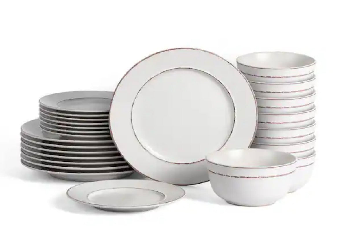Hazel 24-Piece Grey Stoneware Full Set(Service for 8)