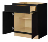 Leyton 27 in. W x 24 in. D x 34.5 in. H Ready to Assemble Plywood Slim Shaker Base Kitchen Cabinet in Raven Black