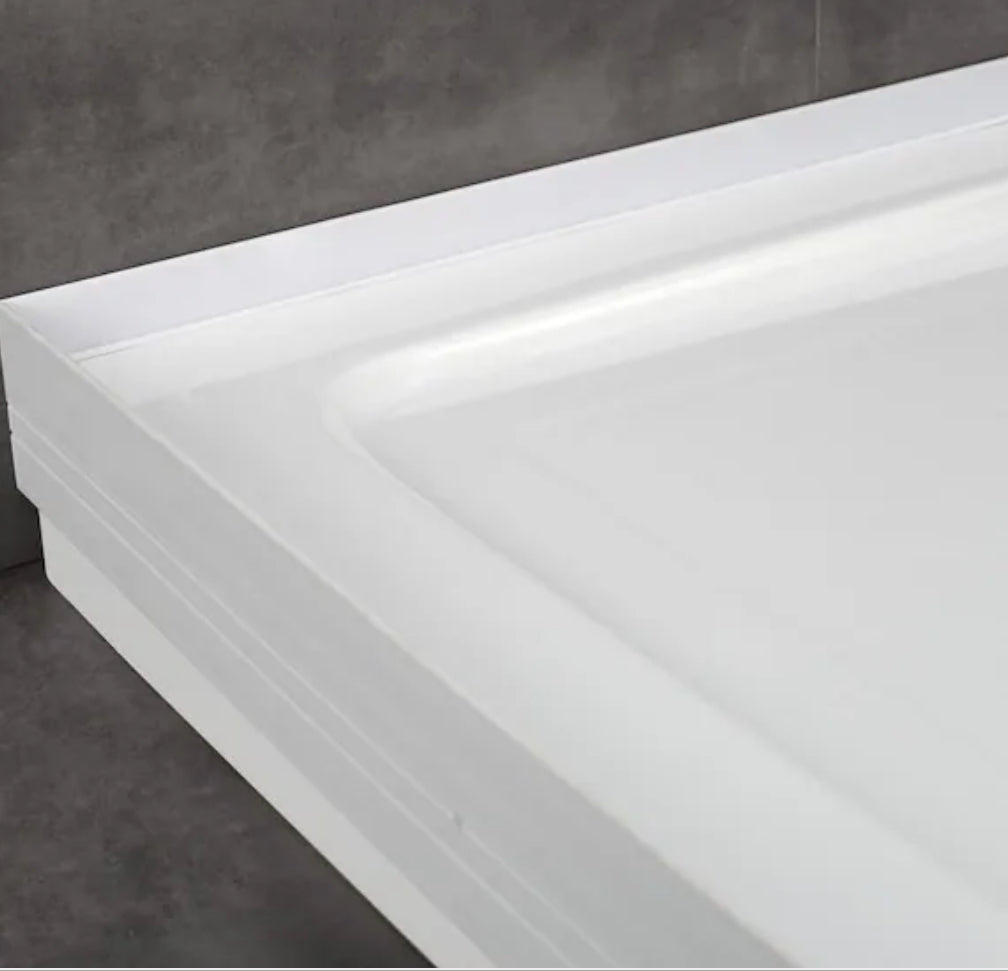 32 in. x 60 in. Single Threshold Shower Base with Side Hidden Drain in Glossy White