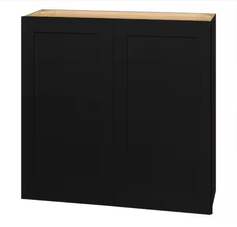 Avondale 36 in. W x 12 in. D x 36 in. H Ready to Assemble Plywood Shaker Wall Kitchen Cabinet in Raven Black