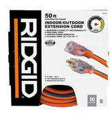 50 ft. 10/3 Heavy Duty Indoor/Outdoor SJTW Extension Cord with Lighted End, Orange/Grey