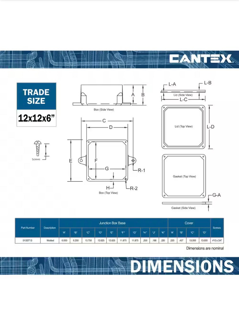 12 in. x 12 in. x 6 in. Junction Box
