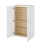 Leyton 27 in. W x 12 in. D x 42 in. H Ready to Assemble Plywood Slim Shaker Wall Kitchen Cabinet in Alpine White