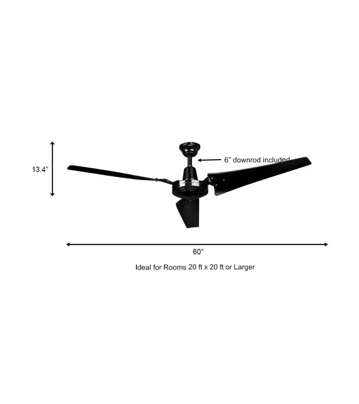 Industrial 60 in. Indoor/Outdoor Black Ceiling Fan with Wall Control, Downrod and Powerful Reversible Motor