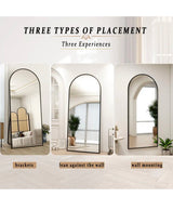 33 in. W x 76 in. H Arched Classic Aluminum Alloy Framed Black Oversized Full Length Mirror Wall Mirror