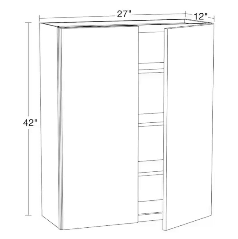 27 in. W x 12 in. D x 42 in. H Ready to Assemble Plywood Shaker Wall Kitchen Cabinet in Dove Gray