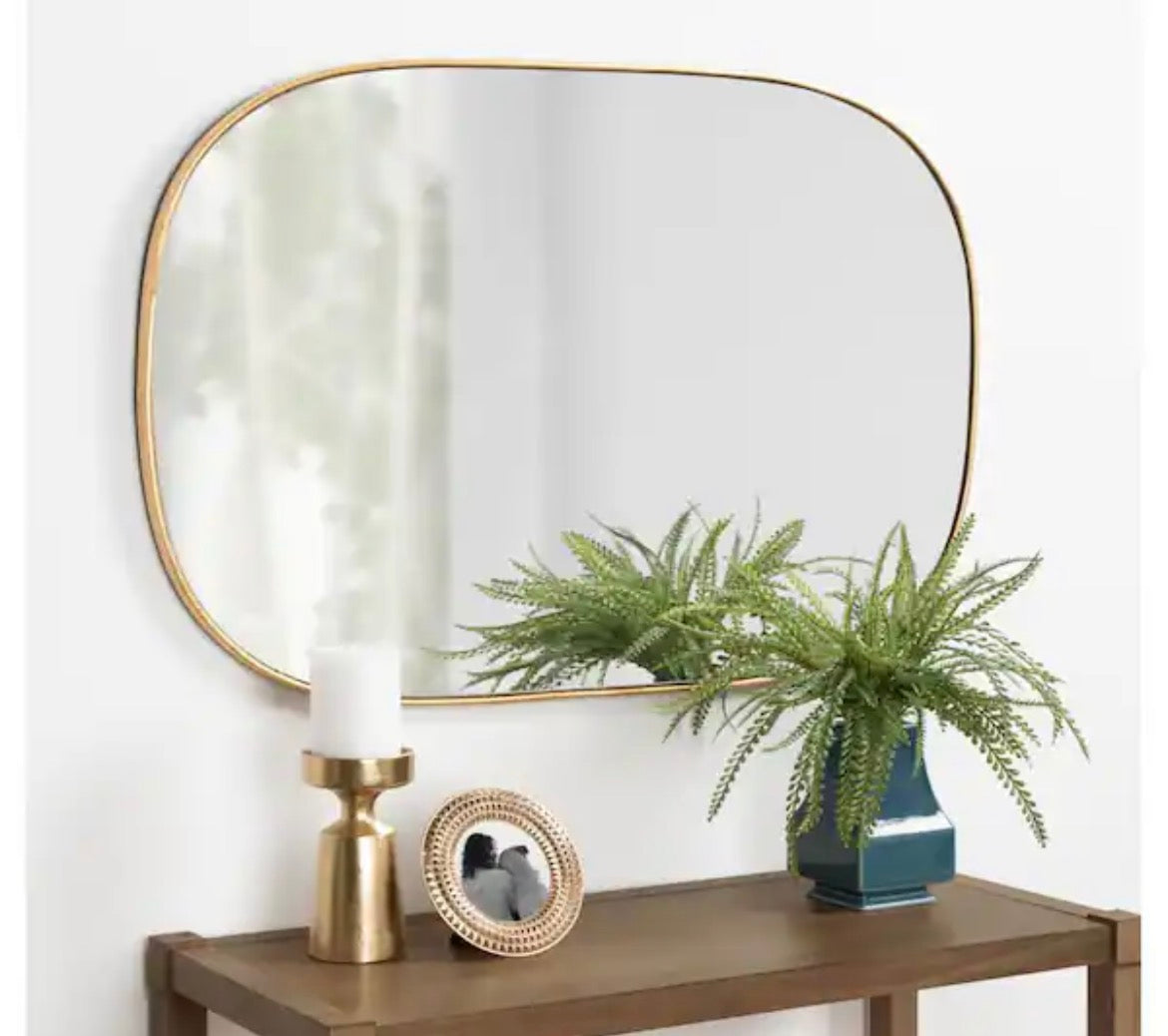 Medium Oval Gold Art Deco Mirror (35.5 in. H x 23.75 in. W)