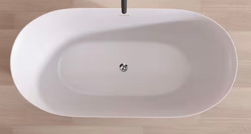 Hyui 47 in. L x 27.5 in. Soaking Bathtub Acrylic Tubs Stand Alone Oval Free Standing Small Tub Freestanding White