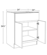 24 in. W x 21 in. D x 34.5 in. H Ready to Assemble Plywood Shaker Base Kitchen Cabinet in Dove Gray
