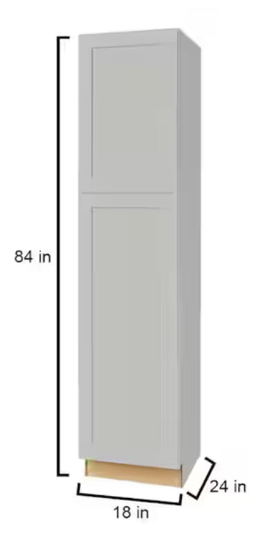 Avondale Shaker Dove Gray Ready to Assemble Plywood 84 in Pantry Cabinet (18 in W x 84 in H x 24 in D)