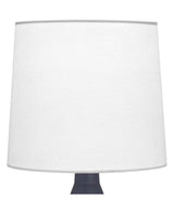 15.125 in. Navy Ceramic Table Lamp with White Fabric Shade