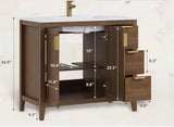 Barton 37 in.W Single Sink Brown Freestanding Bath Vanity with White Engineered Solid Surface Top Unassembled