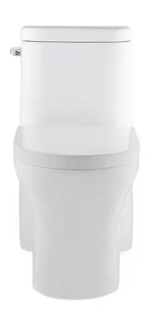 Monaco 1-Piece 1.28 GPF Elongated Left Side Single Flush Handle Toilet in Glossy White
