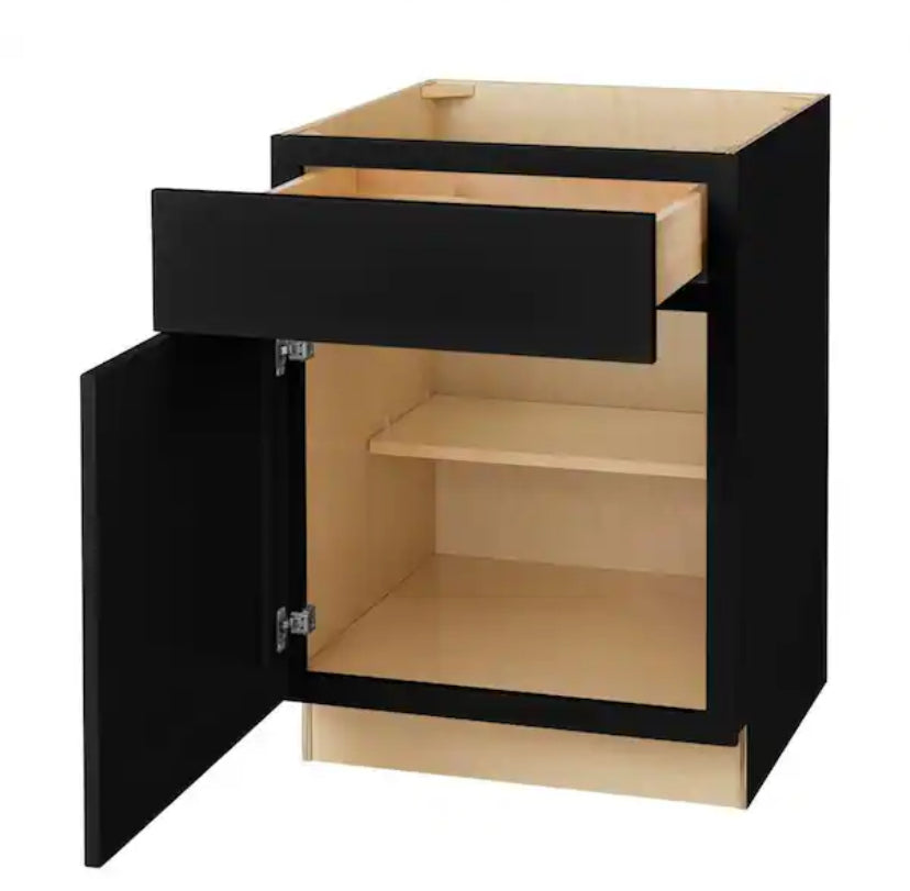 Avondale 24 in. W x 24 in. D x 34.5 in. H Ready to Assemble Plywood Shaker Base Kitchen Cabinet in Raven Black