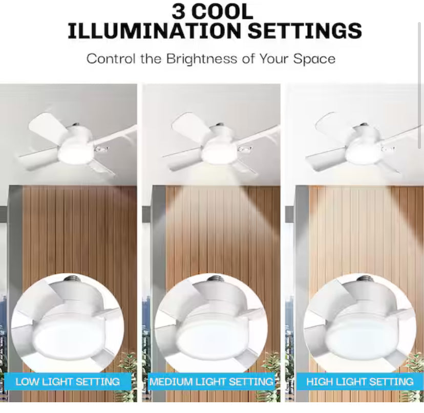 15.7 in. Indoor White Ceiling Fan with Remote, LED Light, Socket