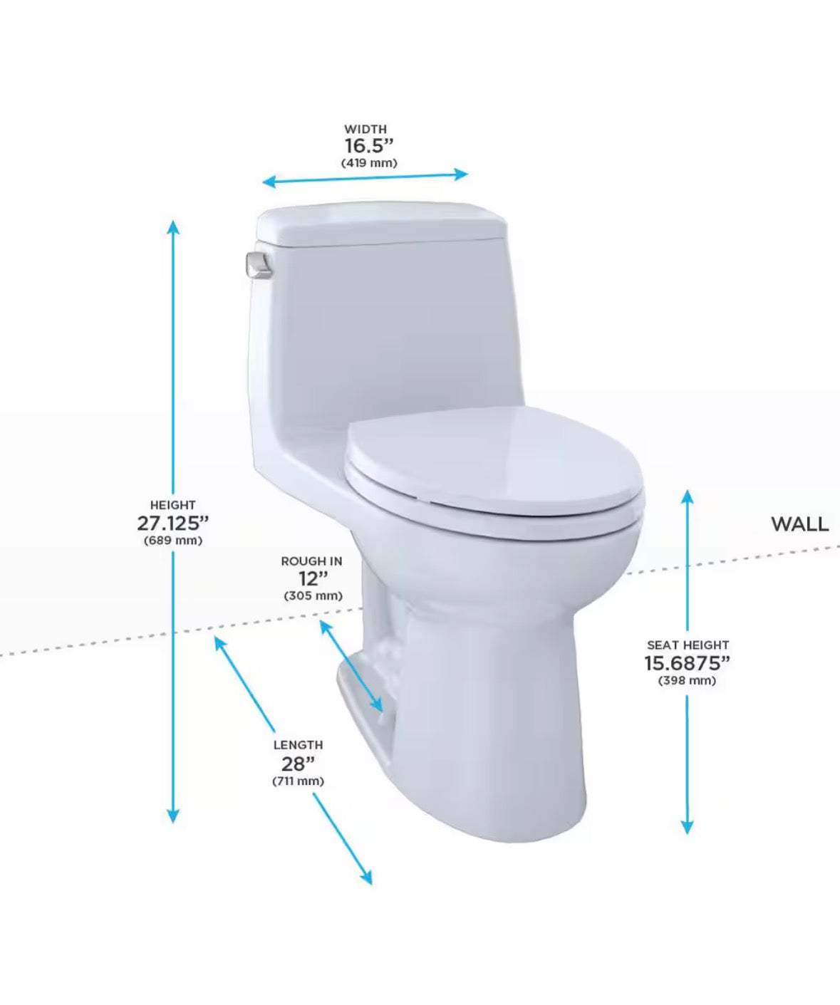 Eco UltraMax 1-Piece 1.28 GPF Single Flush Elongated Standard Height Toilet in Cotton White, SoftClose Seat Included