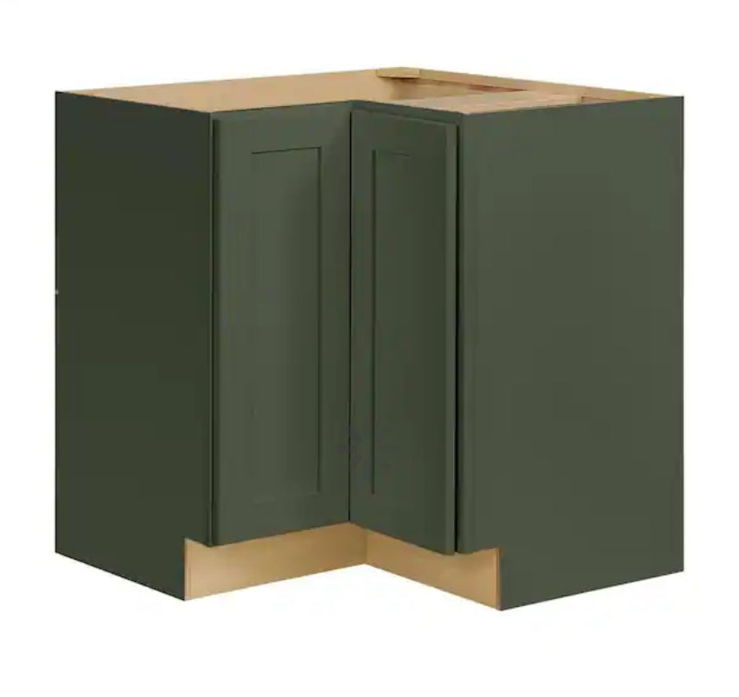 Avondale 36 in. W x 20 in. D x 34.5 in. H Ready to Assemble Plywood Shaker Lazy Susan Corner Cabinet in Fern Green