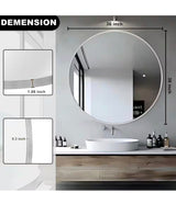 36 in. W x 36 in. H Silver Vanity Round Wall Mirror Aluminum Alloy Frame Bathroom Mirror