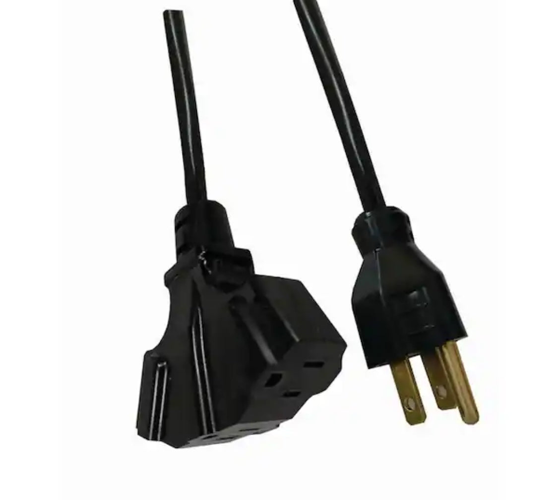 100 ft. 16/3 Light Duty Indoor/Outdoor Extension Cord with Multiple Outlet Triple Tap End, Black