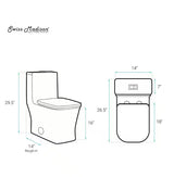 Concorde 14 in. Rough-In 1-piece 1.1/1.6 GPF Dual Flush Square Toilet in Glossy White Seat Included
