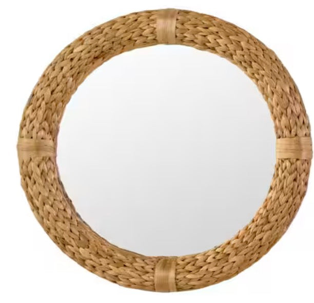 Round Water Hyacinth Framed Mirror (24 in. W x 24 in. H)