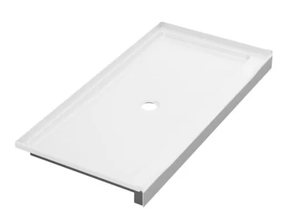 Classic 500 60 in. L x 30 in. W Alcove Shower Pan Base with Center Drain in High Gloss White