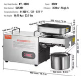 850-Watt Electric Oil Press Machine, Stainless Steel Oil Extractor 0/300Â°C Adjustable Temperature Hot Press Oil Expeller