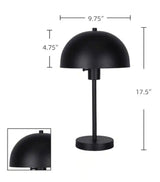 Corbin 17.5 in. Black Modern Table Lamp with Black Metal Shade and AC Outlet on Base