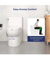 Denbigh 1-Piece 1.28 GPF Siphonic Jet Single Flush Elongated Compact Toilet in Crisp White, Seat Included