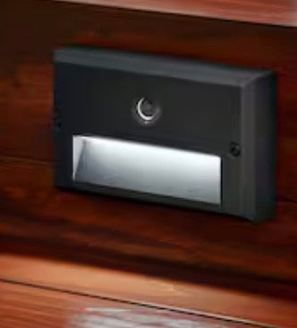15-Watt Equivalent Low Voltage Black Motion Sensing Integrated LED Outdoor Stair Light with Frosted Acrylic Lens