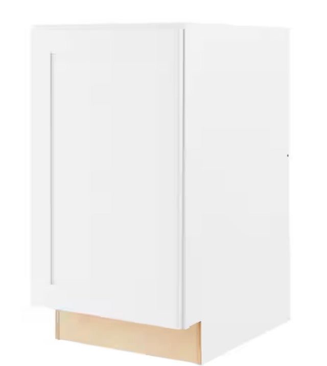 Avondale Shaker Alpine White Ready to Assemble 18 in Base Cabinet with Pull-Out Trash Can (18in W x 24in D x 34.5in H)