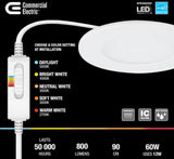 Ultra Slim Integrated LED 4 in Round Adj Color Temp Canless Recessed Light for Kitchen Bath Living rooms, White