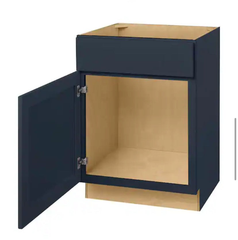 Avondale 24 in. W x 21 in. D x 34.5 in. H Ready to Assemble Plywood Shaker Sink Base Bath Cabinet in Ink Blue