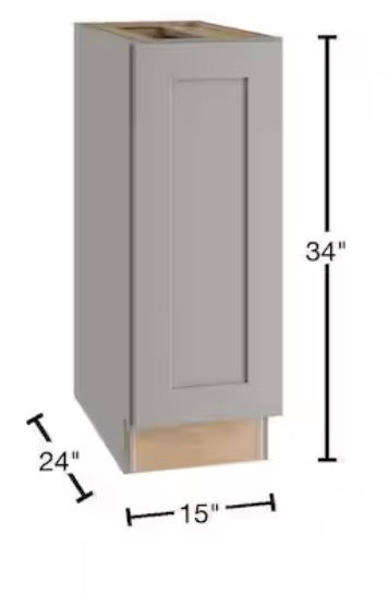 15 in. W x 24 in. D x 34.5 in. H Ready to Assemble Plywood Shaker Base Kitchen Cabinet in Dove Gray