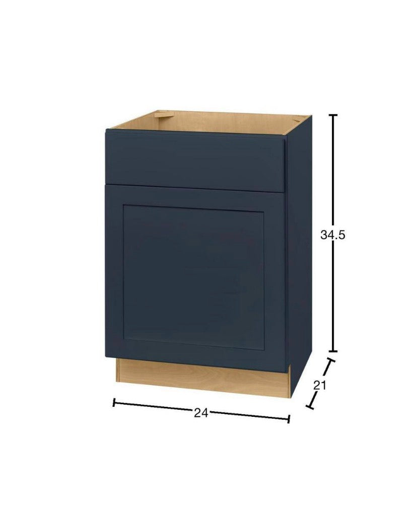 Avondale 24 in. W x 21 in. D x 34.5 in. H Ready to Assemble Plywood Shaker Sink Base Bath Cabinet in Ink Blue