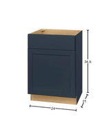 Avondale 24 in. W x 21 in. D x 34.5 in. H Ready to Assemble Plywood Shaker Sink Base Bath Cabinet in Ink Blue