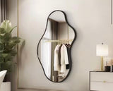 20 in. W x 36 in. H Irregular Black Aluminum Alloy Framed Asymmetrical Wall Mirror