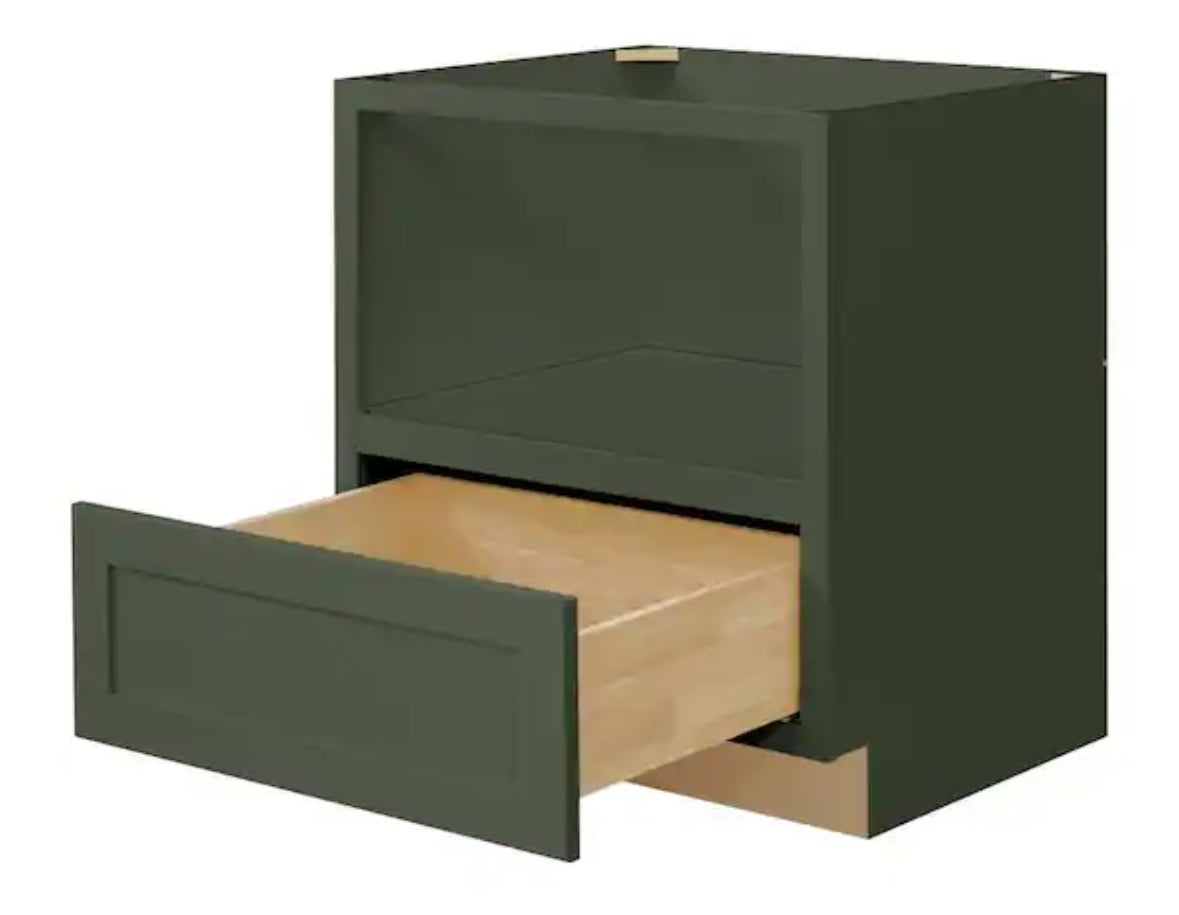 Avondale 30 in. W x 24 in. D x 34.5 in. H Ready to Assemble Plywood Shaker Microwave Base Kitchen Cabinet in Fern Green
