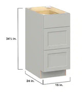 Emerson Whisper Gray Base 3 drawer Ready to Assemble Kitchen Cabinet (15 in. W x 34.5 in. H x 24 in. D)