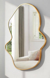 22 in. W x 36 in. H Gold Aluminum Alloy Framed Irregular Wall Mirror