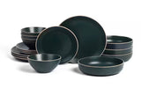 Lauren 32-Piece Dark Green Stoneware Full Set (Service for 8)