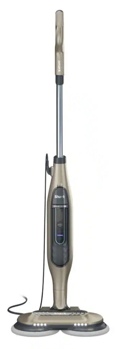 Steam and Scrub Corded Steam Mop for Hard Floor, Marble, tile and Stone in Brown with Swivel Steering