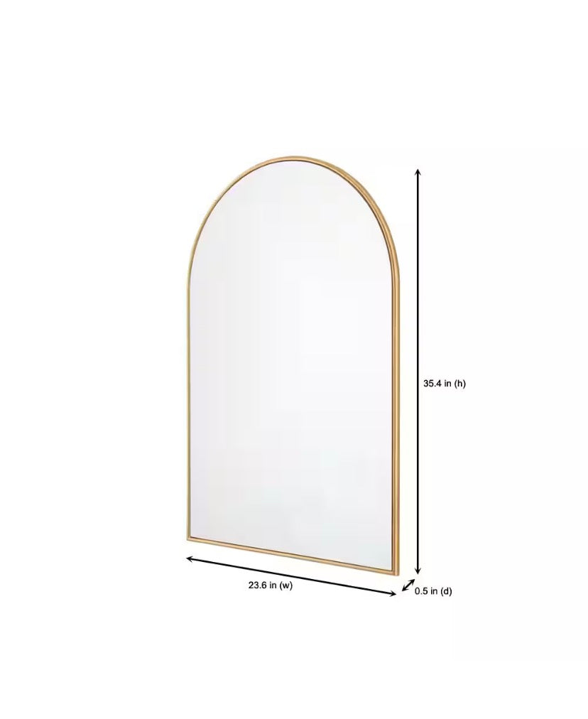Medium Arched Gold Classic Accent Mirror (35 in. H x 24 in. W)