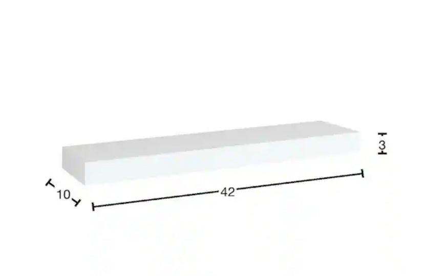 Courtland 42 in. W x 10 in. D x 3 in. H Assembled Shaker Floating Shelf Kitchen Cabinet in Polar White