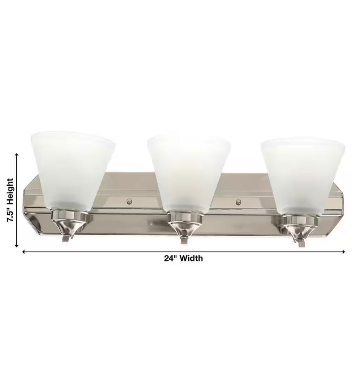 Tavish 24 in. 3-Light Brushed Nickel Classic Vanity with Frosted Glass Shade