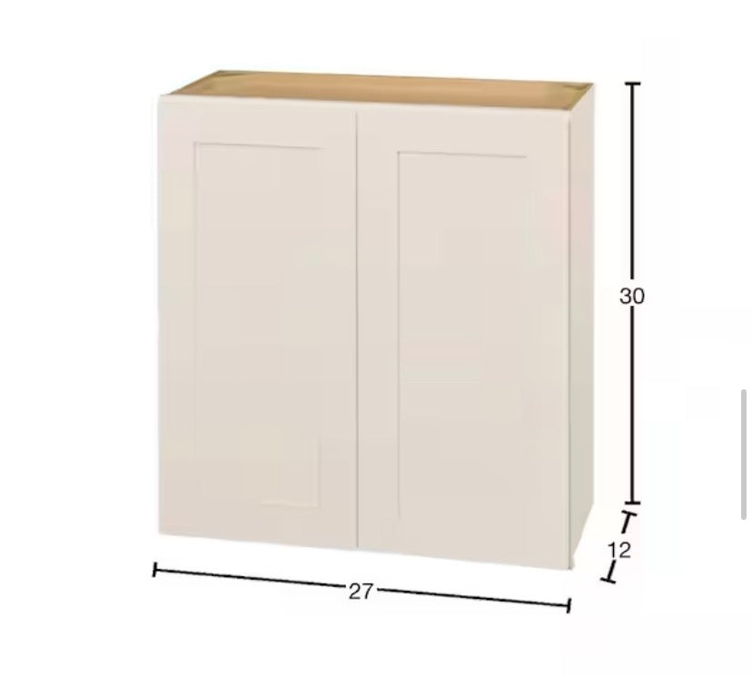 Avondale 27 in. W x 12 in. D x 30 in. H Ready to Assemble Plywood Shaker Wall Kitchen Cabinet in Antique White