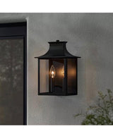Emory Hills 13 in. 2-Light Matte Black Hardwired Outdoor Wall Light Lantern Sconce with No Bulbs Included
